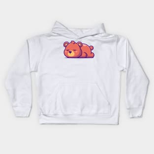 Cute bear sleeping cartoon illustration Kids Hoodie